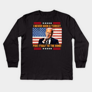 Funny Thanksgiving Political Anti-Joe Biden Design Kids Long Sleeve T-Shirt